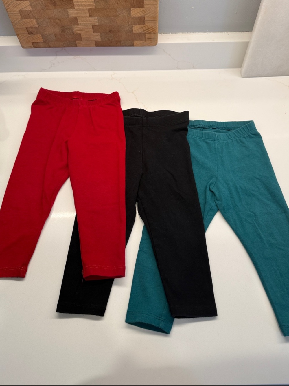 Cat & Jack Girls' Trio Stretch Leggings - Red, Black & Teal 18mo
